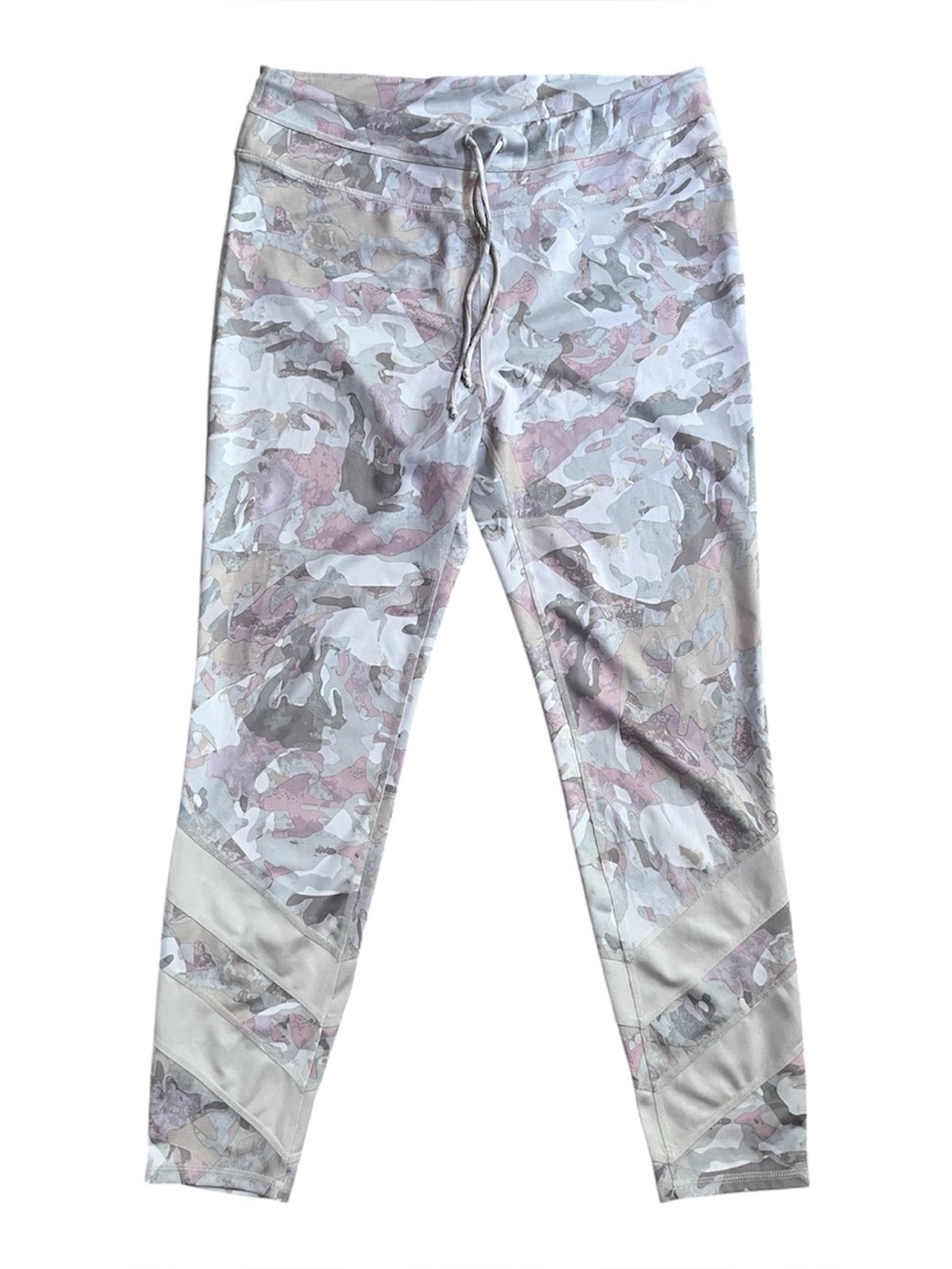 Free People Daybreak Graphic Leggings L pastel camouflage mesh panel details